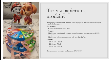 Papierowy tort urodzinowy